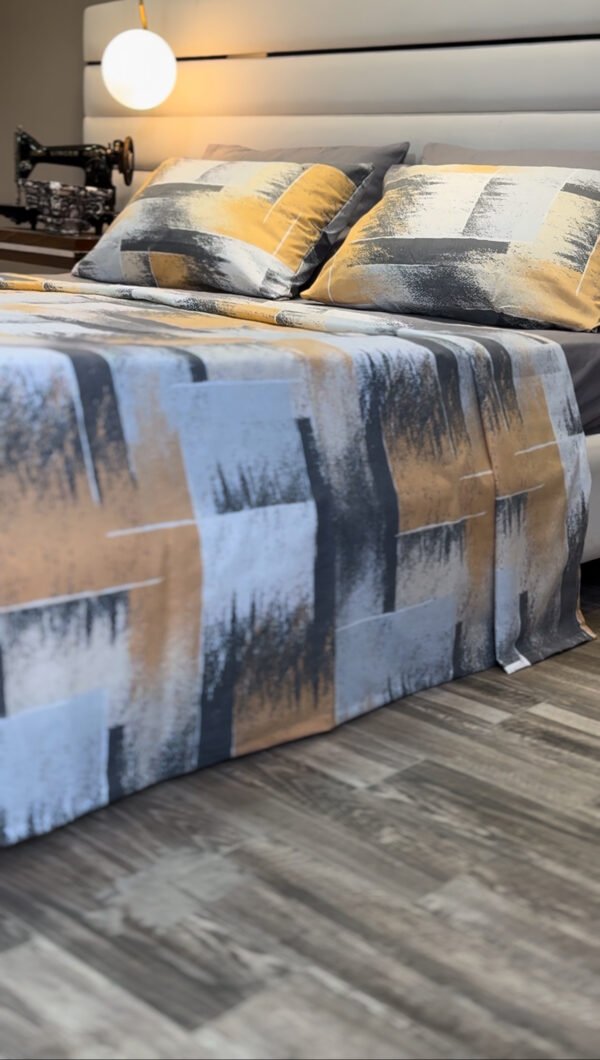 Parure de Lit Éclat Urbain – Gris, Beige & Graphite