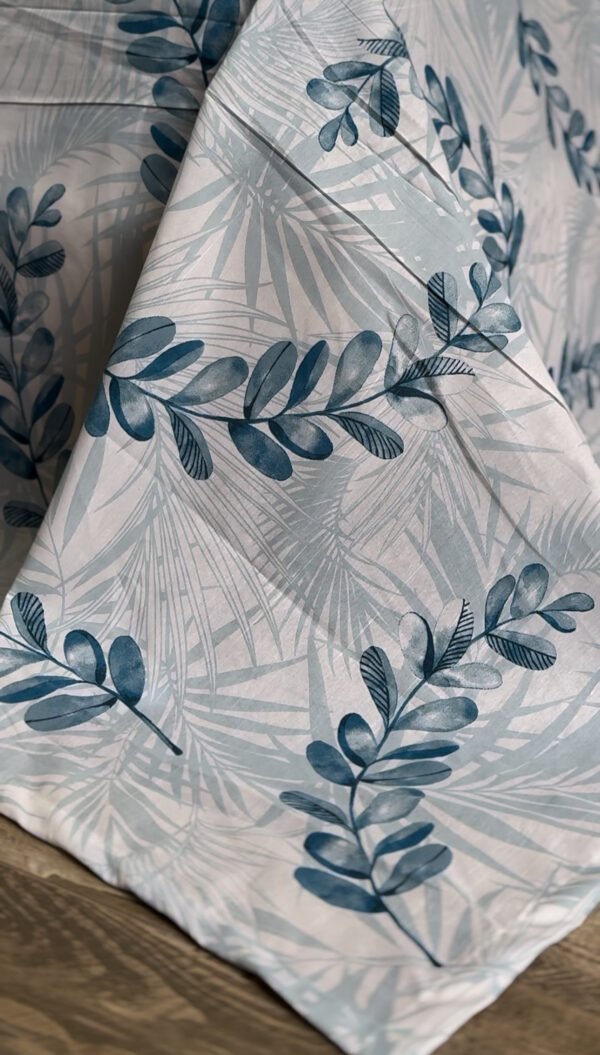 Parure de Lit Feuillage Bleu – Élégance Botanique Apaisante