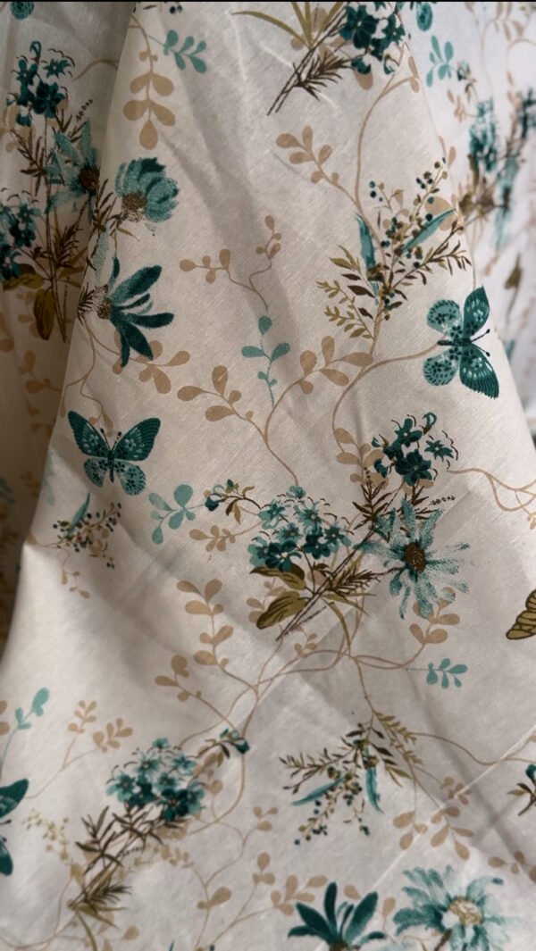 Parure de Lit Papillon d’Aquarelle – Bleu Céleste & Lin Doré