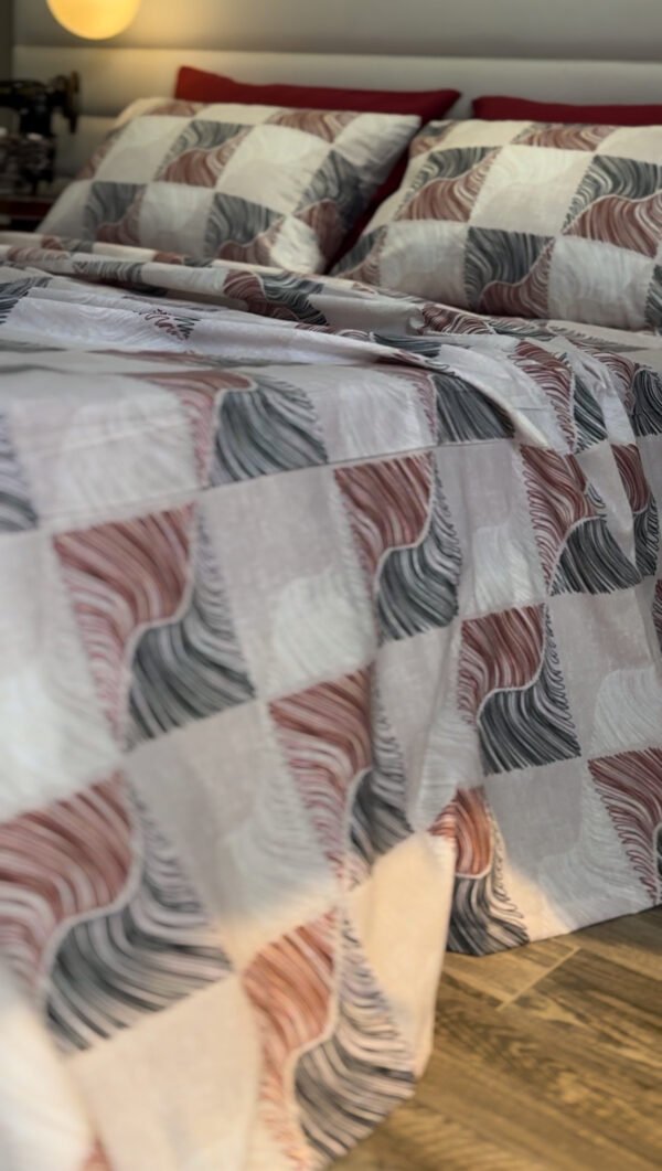 Parure de Lit Ondes Élégantes – Gris Bourdeau Moderne