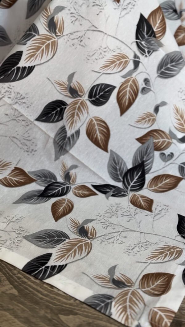 Parure de Lit Feuillage d’Automne – Blanc Gris Brun