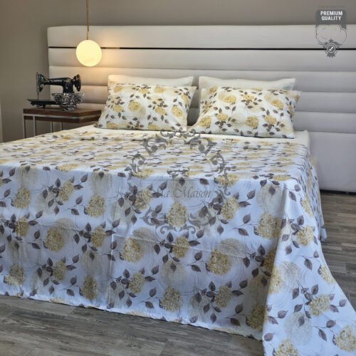 12 Parure de Lit Hortensia d’Or – Élégance Florale Douce