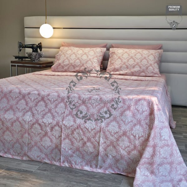 Parure de Lit Rose – Damassé Élégance Douce