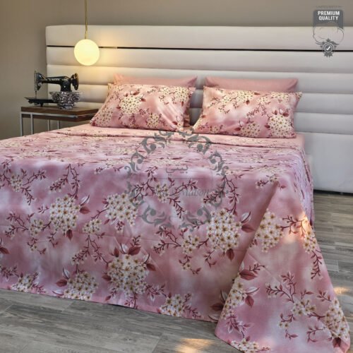 8 Parure de Lit Sakura – Rose Poudré Floraison