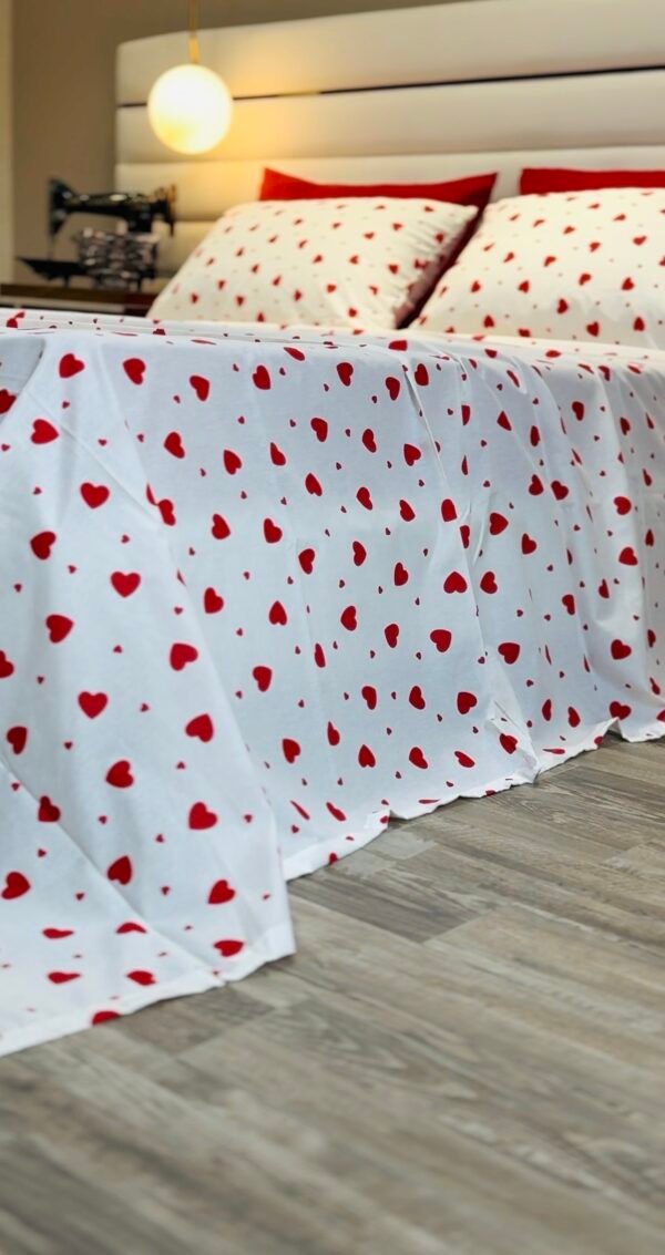 Parure de Lit Cœur Passion – Blanc Rouge Amour