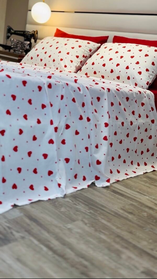 Parure de Lit Cœur Passion – Blanc Rouge Amour