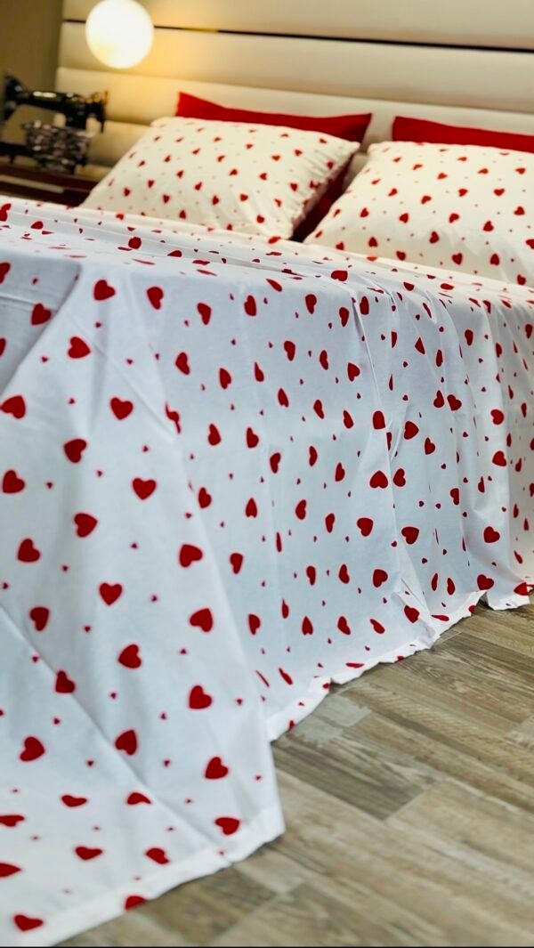 Parure de Lit Cœur Passion – Blanc Rouge Amour