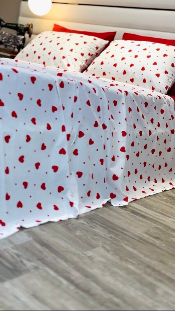Parure de Lit Cœur Passion – Blanc Rouge Amour