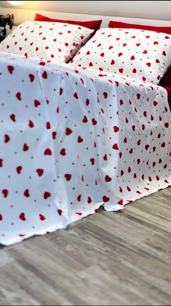 Parure de Lit Cœur Passion – Blanc Rouge Amour