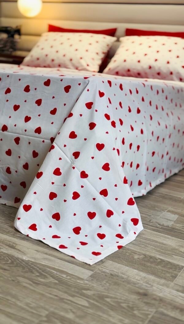 Parure de Lit Cœur Passion – Blanc Rouge Amour
