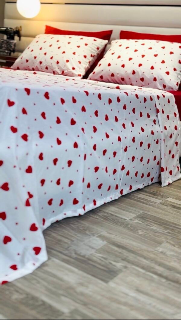 Parure de Lit Cœur Passion – Blanc Rouge Amour
