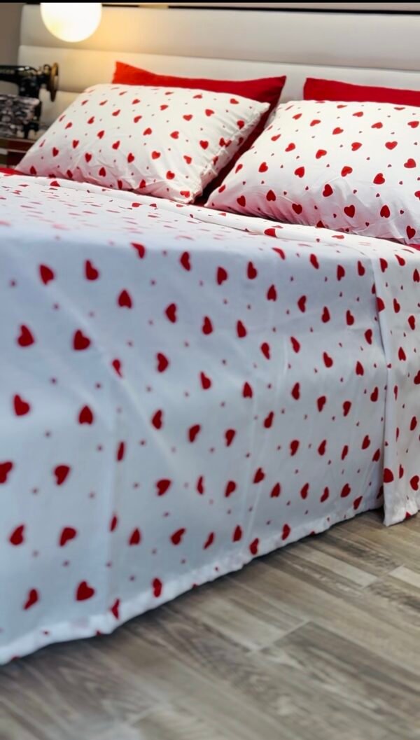 Parure de Lit Cœur Passion – Blanc Rouge Amour
