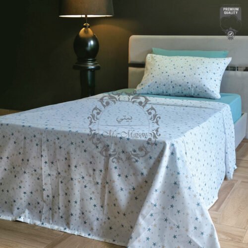 12 Parure de Lit Une Place et Demi – Nuit Étoilée Bleu Céleste