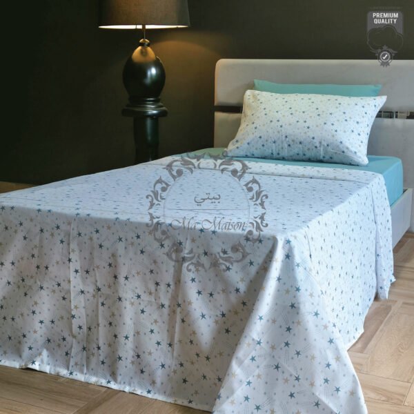 Parure de Lit Une Place et Demi – Nuit Étoilée Bleu Céleste