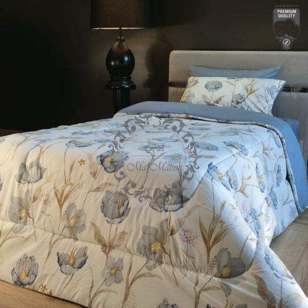 2 Couette Une Place et Demi – Fleurs Aquarelle Azur