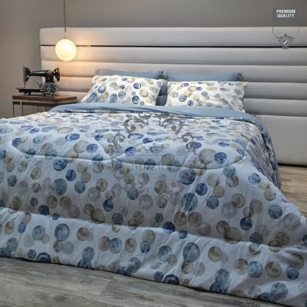 Couette 2 Places Cercles Artistiques – Bleu Brume