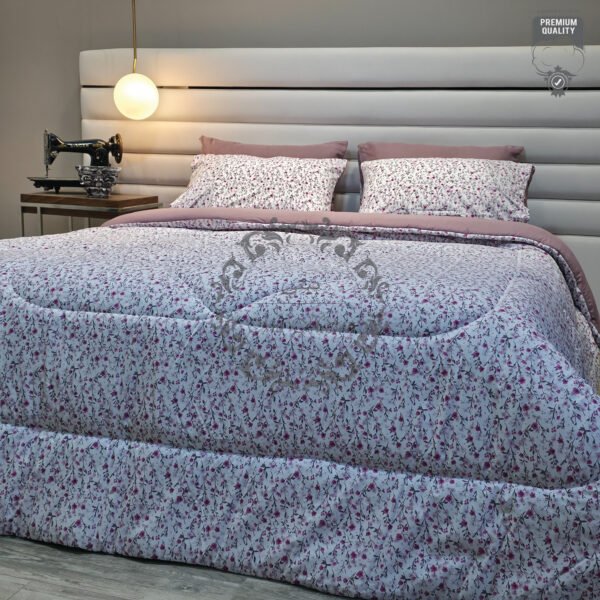 27 Couette 2 Places Fleurie – Motif Floral Rose et Mauve