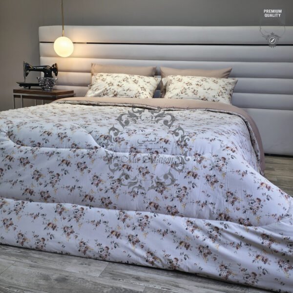 Couette 2 Places Imprimé Floral – Beige Fleuri
