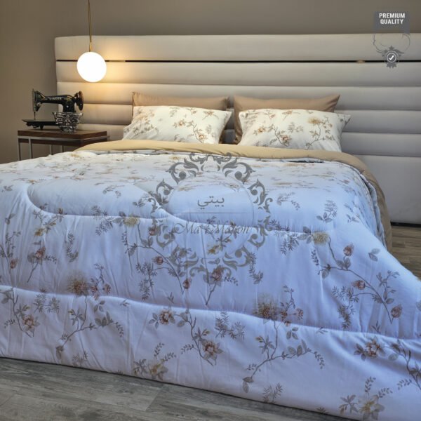 34 Couette 2 Places Florale Beige – Motif Fleurs Élégantes