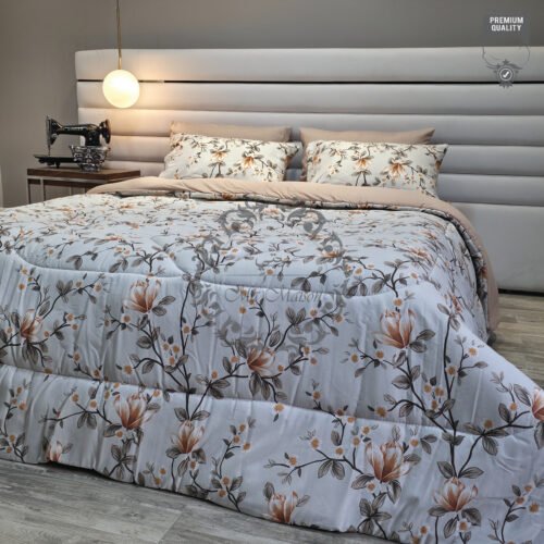 5 Couette 2 Places Magnolia Beige – Motif Floral Élégant