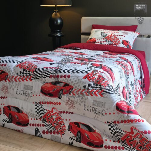 Couette Une Place et Demi – Racer Rouge Éclair