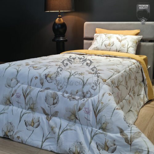 Couette Une Place et Demi – Fleurs Naturelles Crème