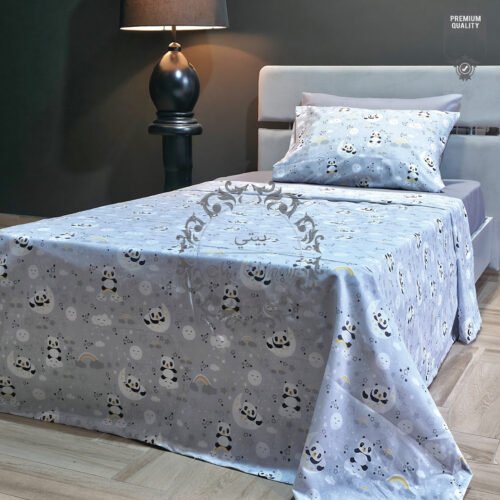 9 Parure de Lit Une Place et Demi – Panda Rêveur Gris Nuage