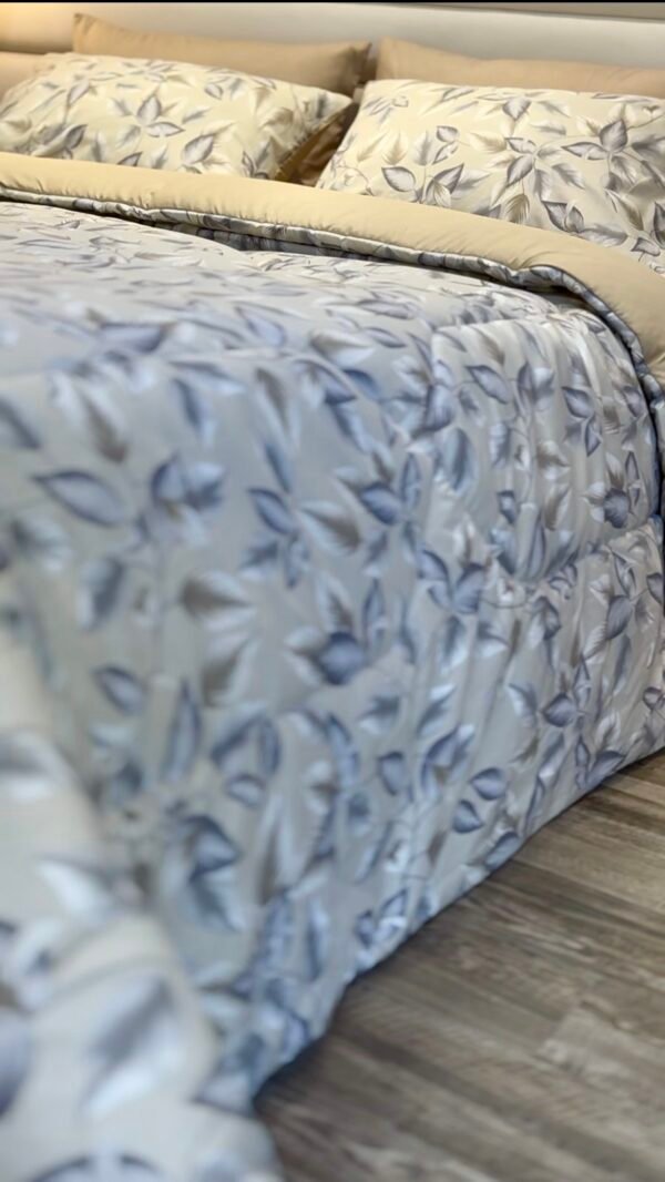 Screenshot Couette 2 Places Motif Feuilles Bleu Gris – Style Nature Chic