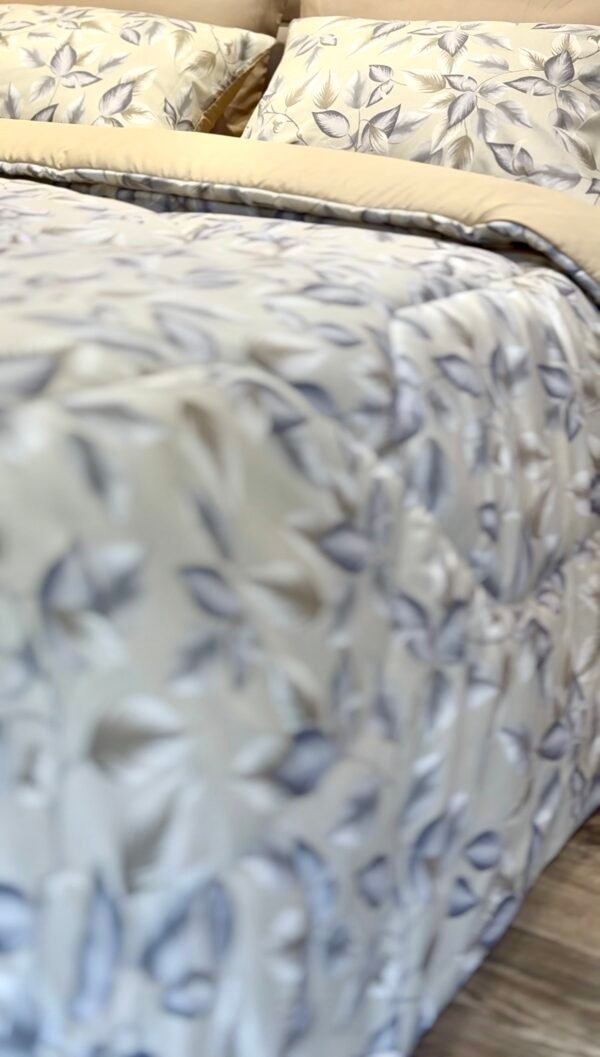 Screenshot Couette 2 Places Motif Feuilles Bleu Gris – Style Nature Chic