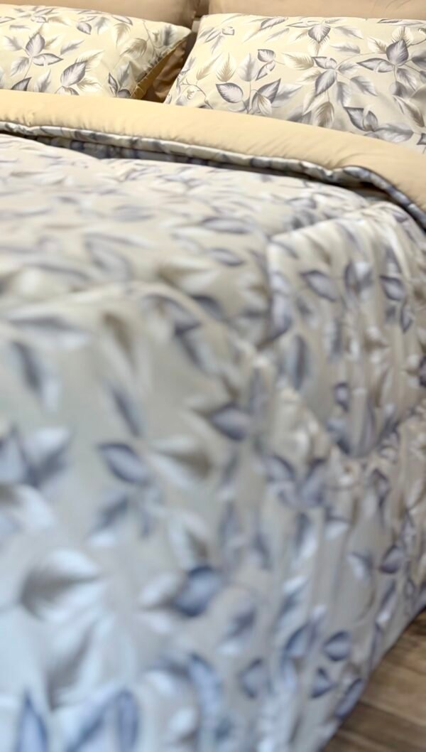 Screenshot Couette 2 Places Motif Feuilles Bleu Gris – Style Nature Chic