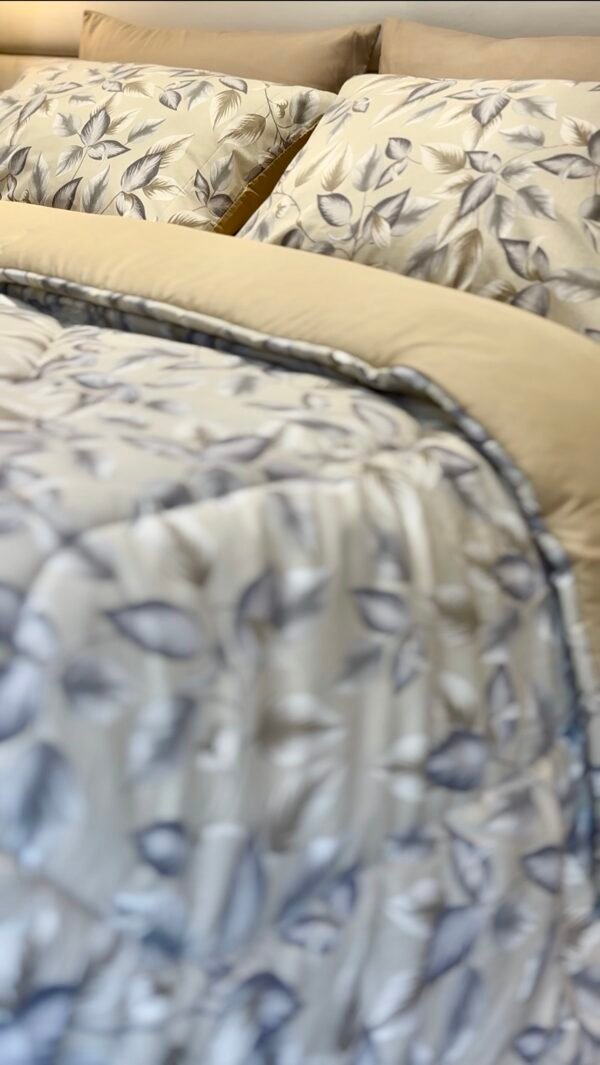 Screenshot Couette 2 Places Motif Feuilles Bleu Gris – Style Nature Chic