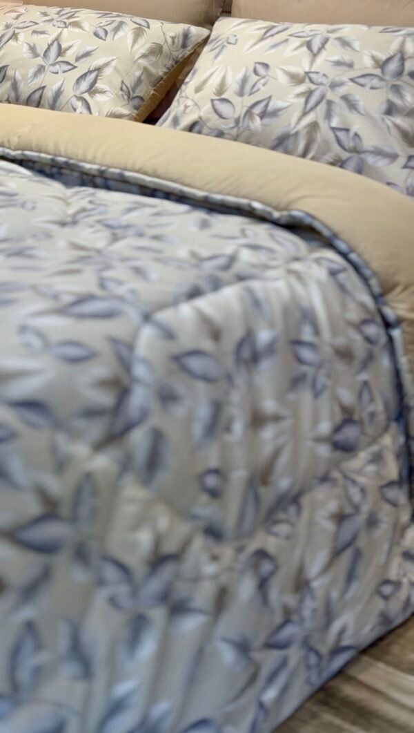 Screenshot Couette 2 Places Motif Feuilles Bleu Gris – Style Nature Chic