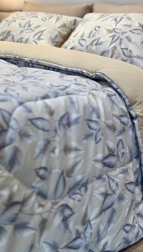 Screenshot Couette 2 Places Motif Feuilles Bleu Gris – Style Nature Chic